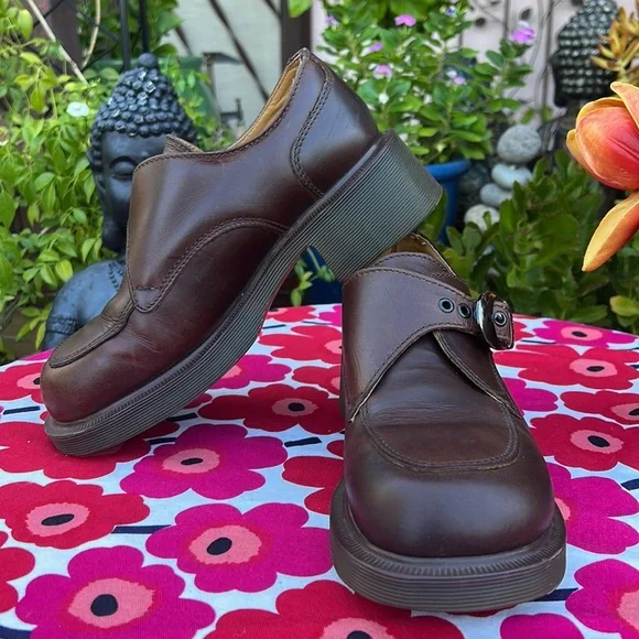 🏴󠁧󠁢󠁥󠁮󠁧󠁿 Vintage Dr. Martens MIE Chunky Heel Monk Strap Loafers UK 5 - Picture 11 of 16
